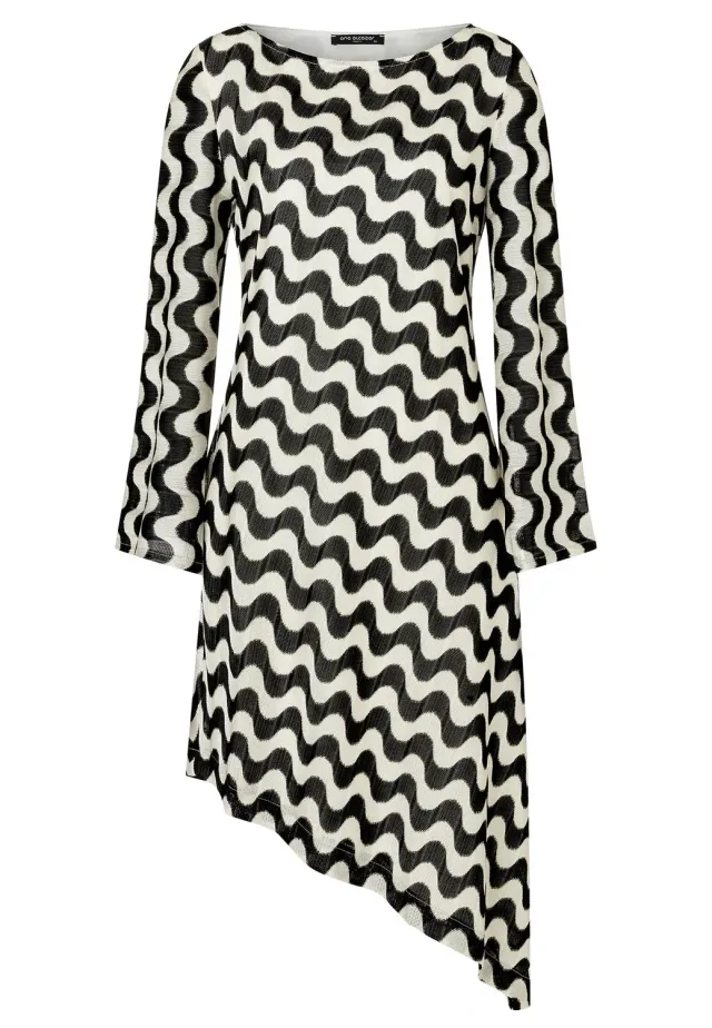Ana Alcazar Zora abito in maglia asimmetrico midi bianco nero