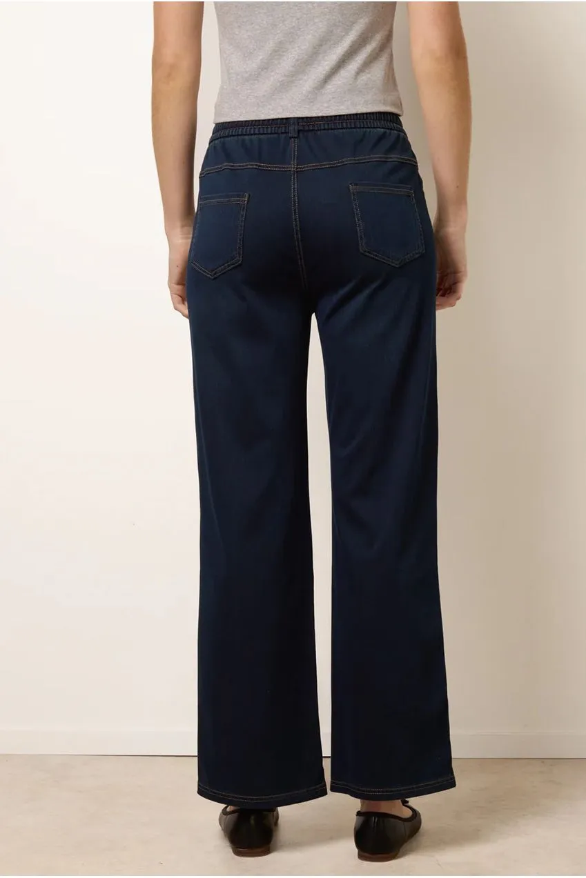 Blue Vanilla Pantaloni Indaco Herringbone Gamba Larga S