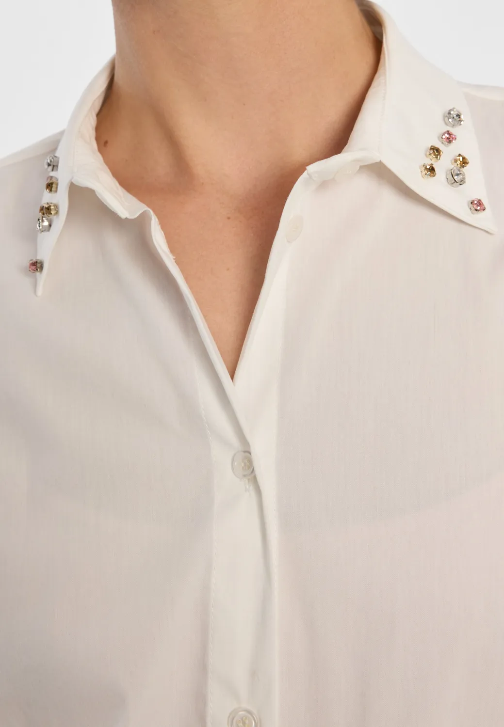 Ana Alcazar Draen blusa bianca strass elegante