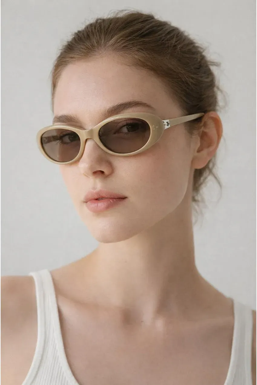 SVNX occhiali da sole ovali beige pieghevoli UV400