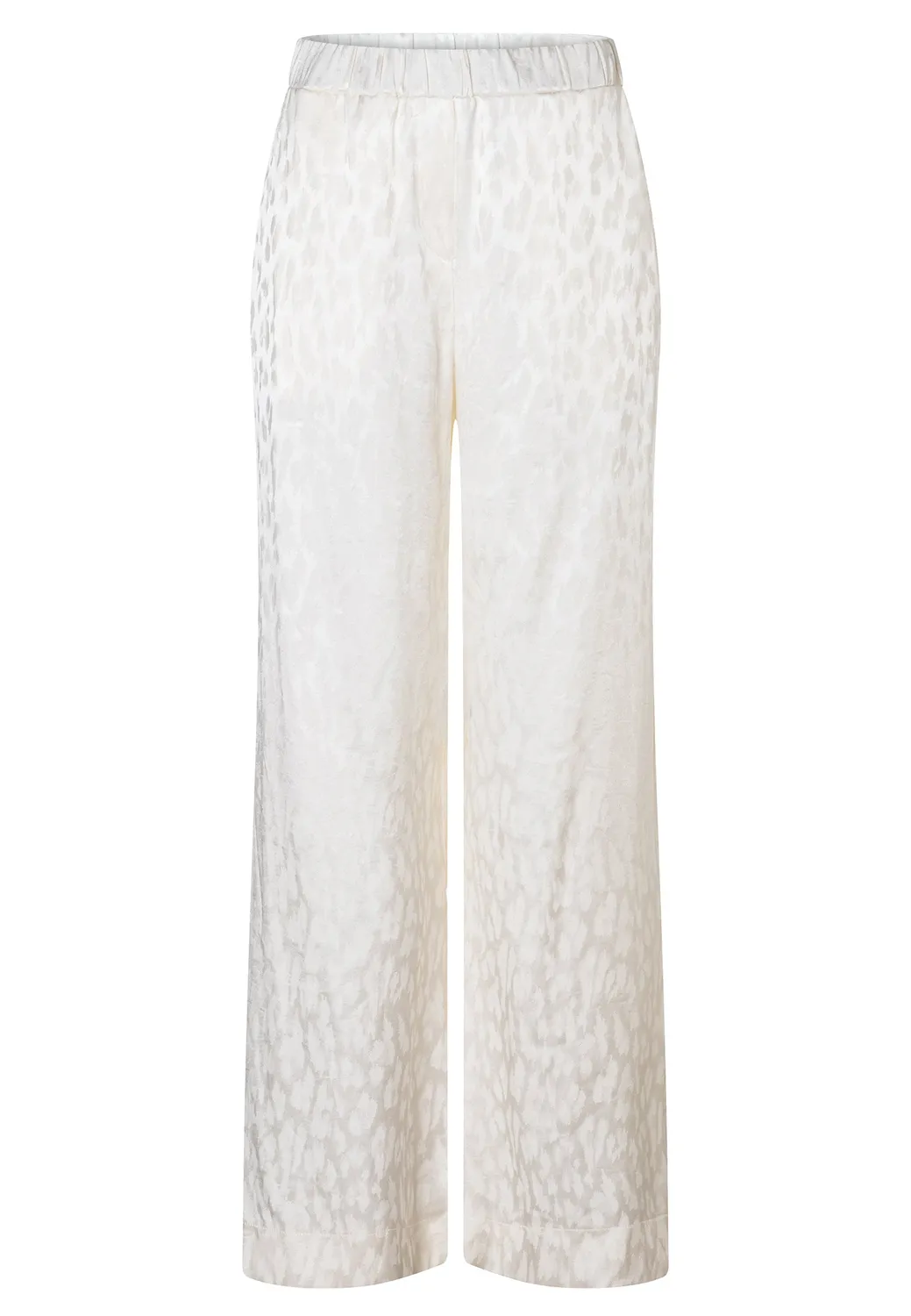 Ana Alcazar Dogla pantaloni satin bianchi animalier