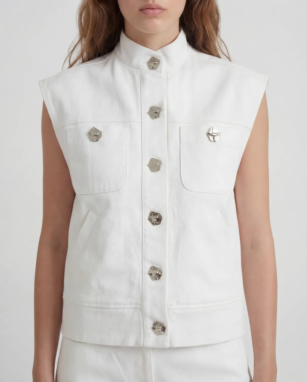 Violante Nessi Fia gilet bianco denim organico