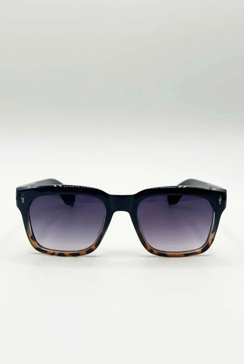 SVNX Square occhiali da sole neri leopardati UV400