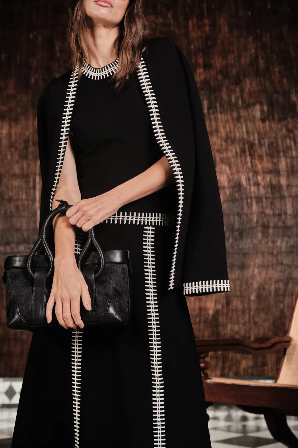 Johanna Ortiz Holiday abito midi nero maglia frange