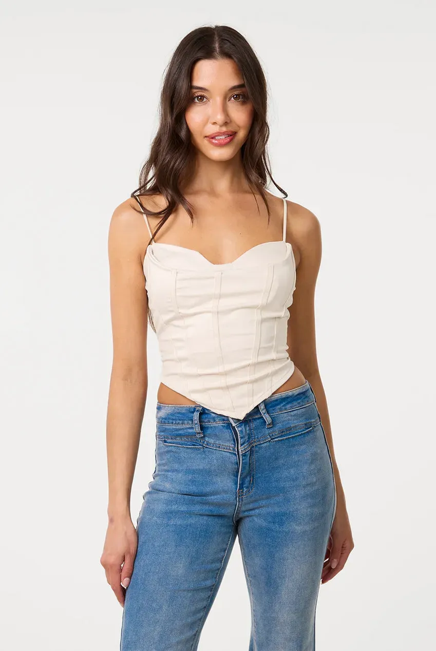 Pink Vanilla Bustier Bra Cup Cupra top beige scollo cuore