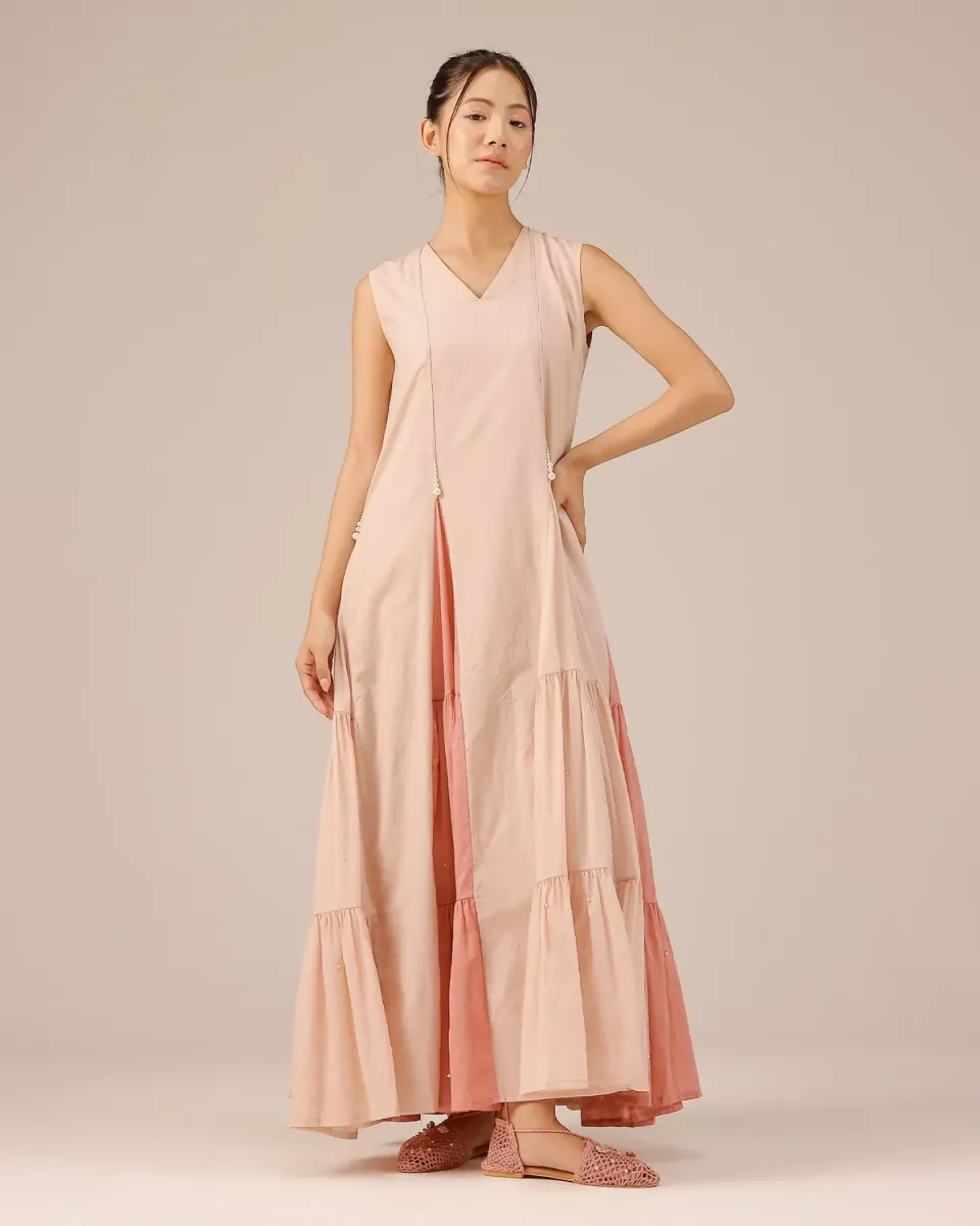 Our Dve Blush Pearl abito rosa perle cotone