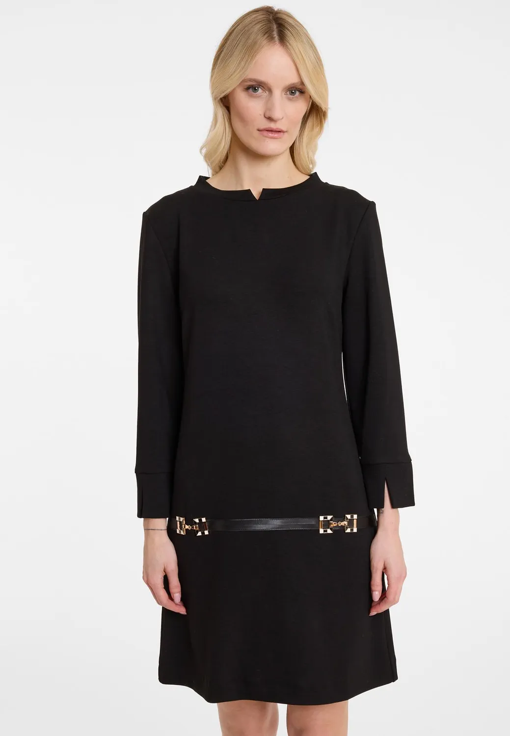 Ana Alcazar Aglina abito svasato corto jersey nero