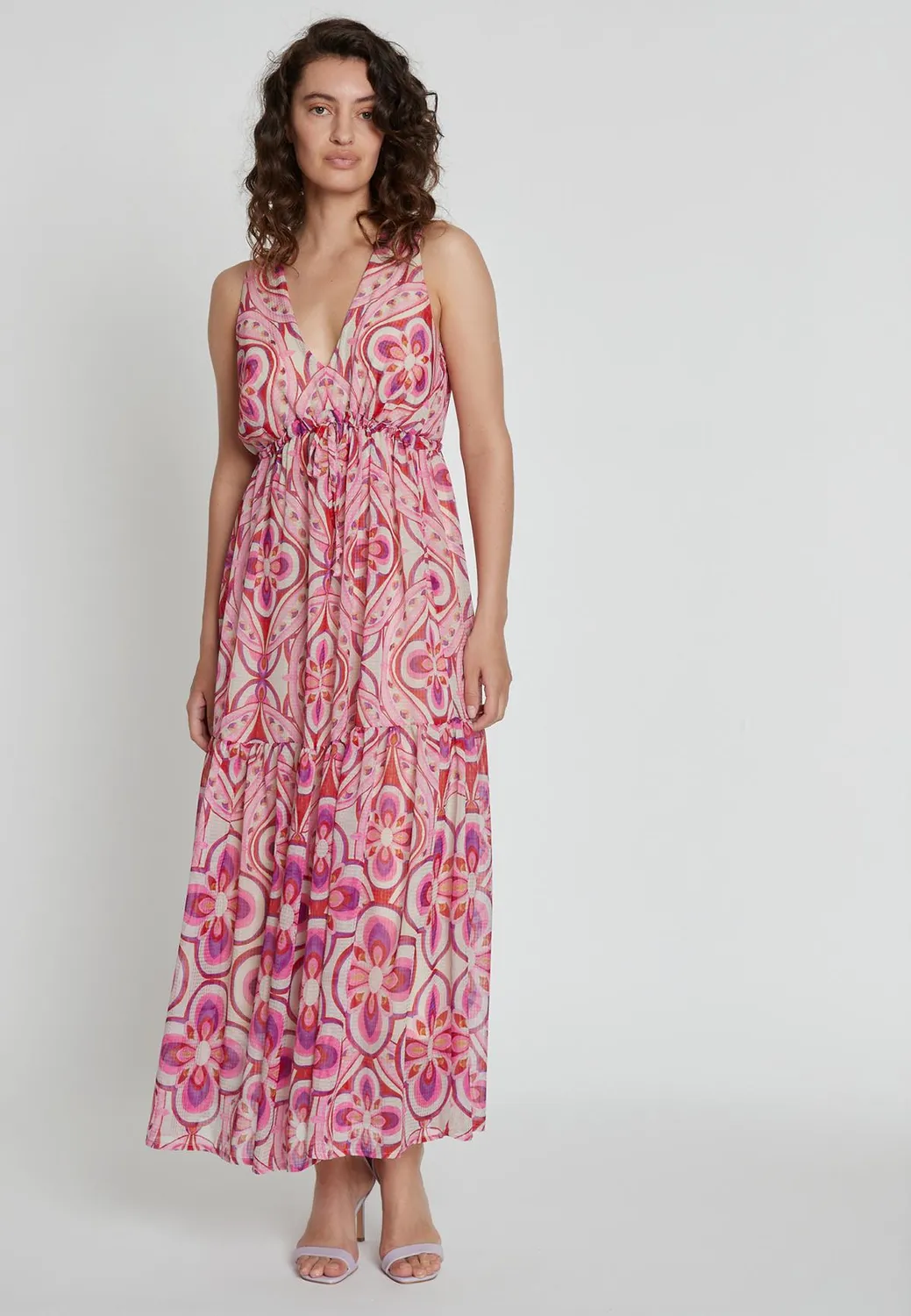 Ana Alcazar Kea abito lungo chiffon floreale viola