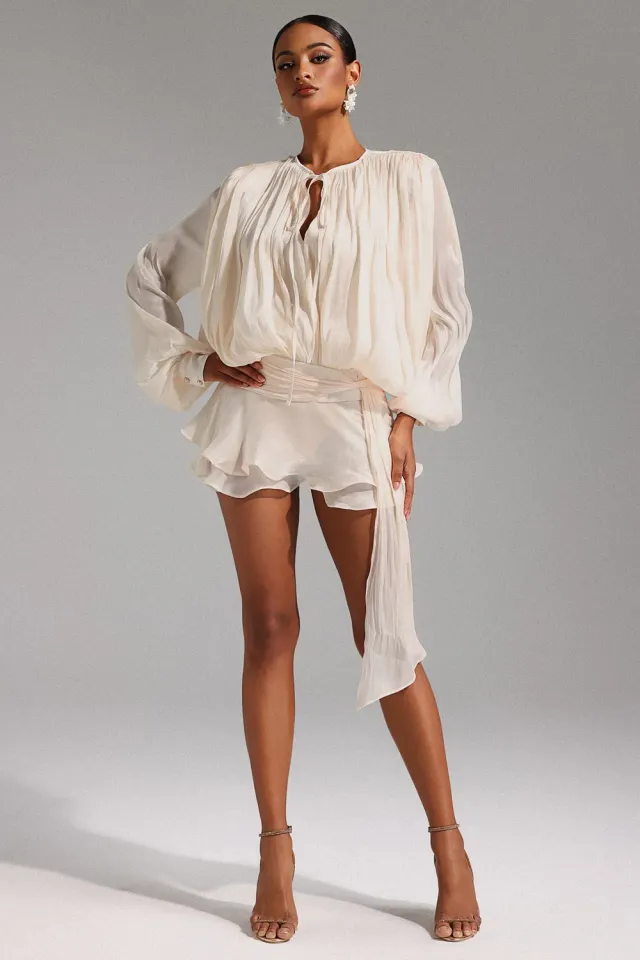 Bella Barnett Dekia abito mini beige maniche lunghe S-XL