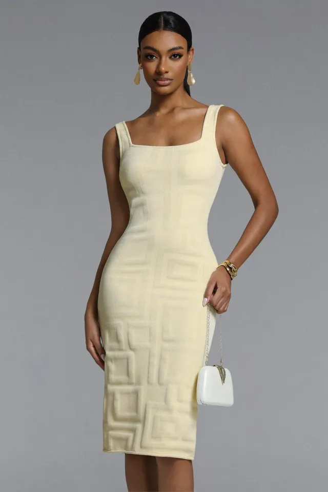 Bella Barnett Vilina Abito Midi Bandage Beige Taglia L elasticizzato