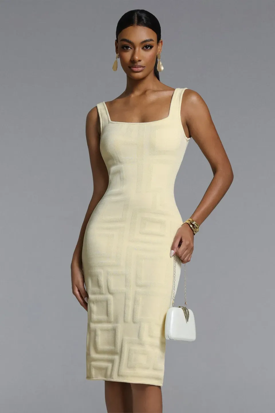 Bella Barnett Vilina Abito Midi Bandage Beige Taglia L elasticizzato