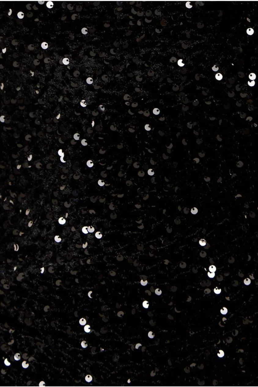 Liquorish One Shoulder abito midi velluto paillettes nero