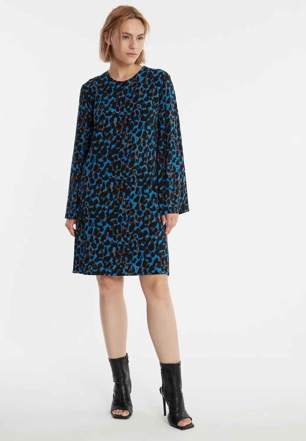 Ana Alcazar Pernira tunica blu animalier jersey