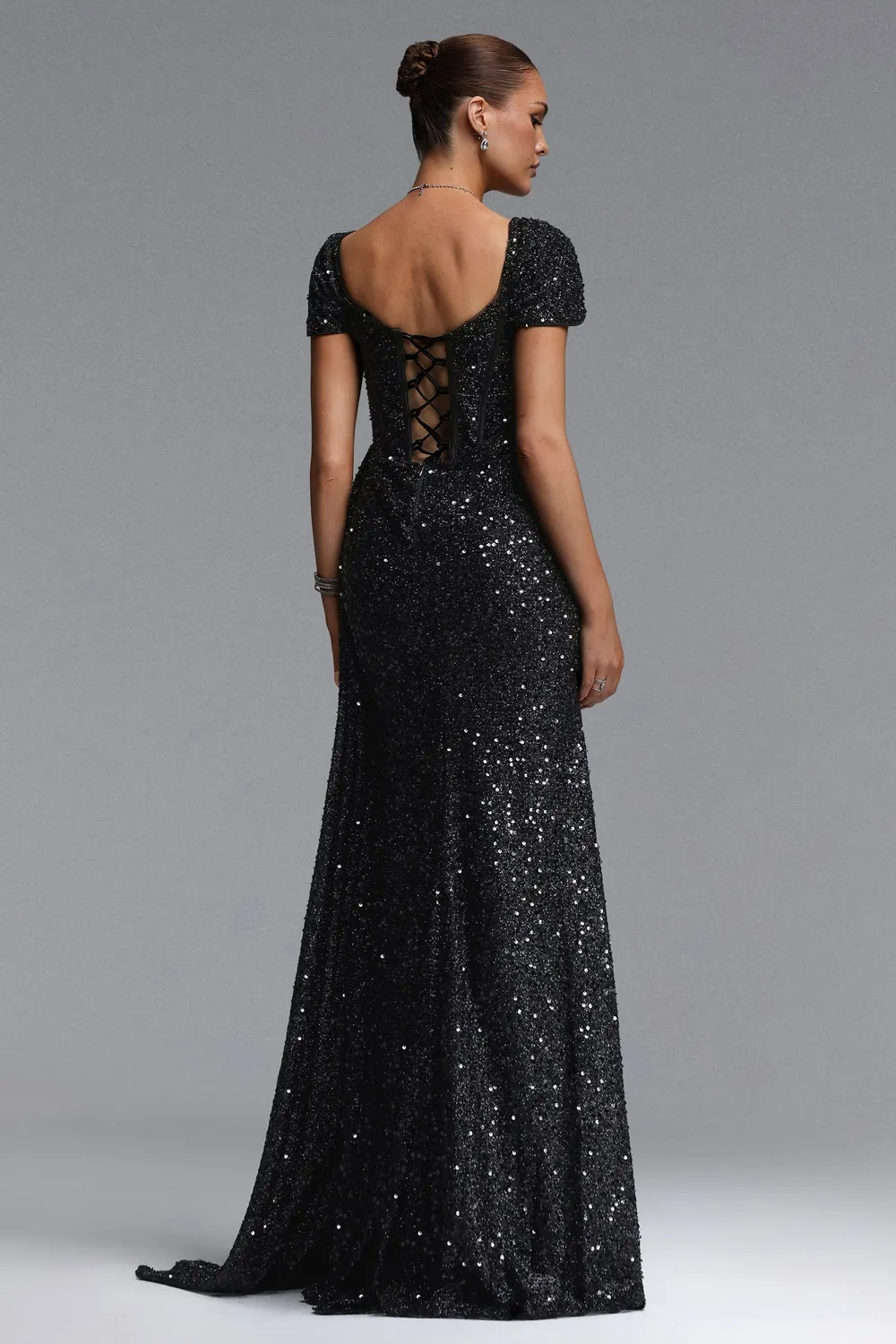 Bella Barnett Ilia abito maxi paillettes nero