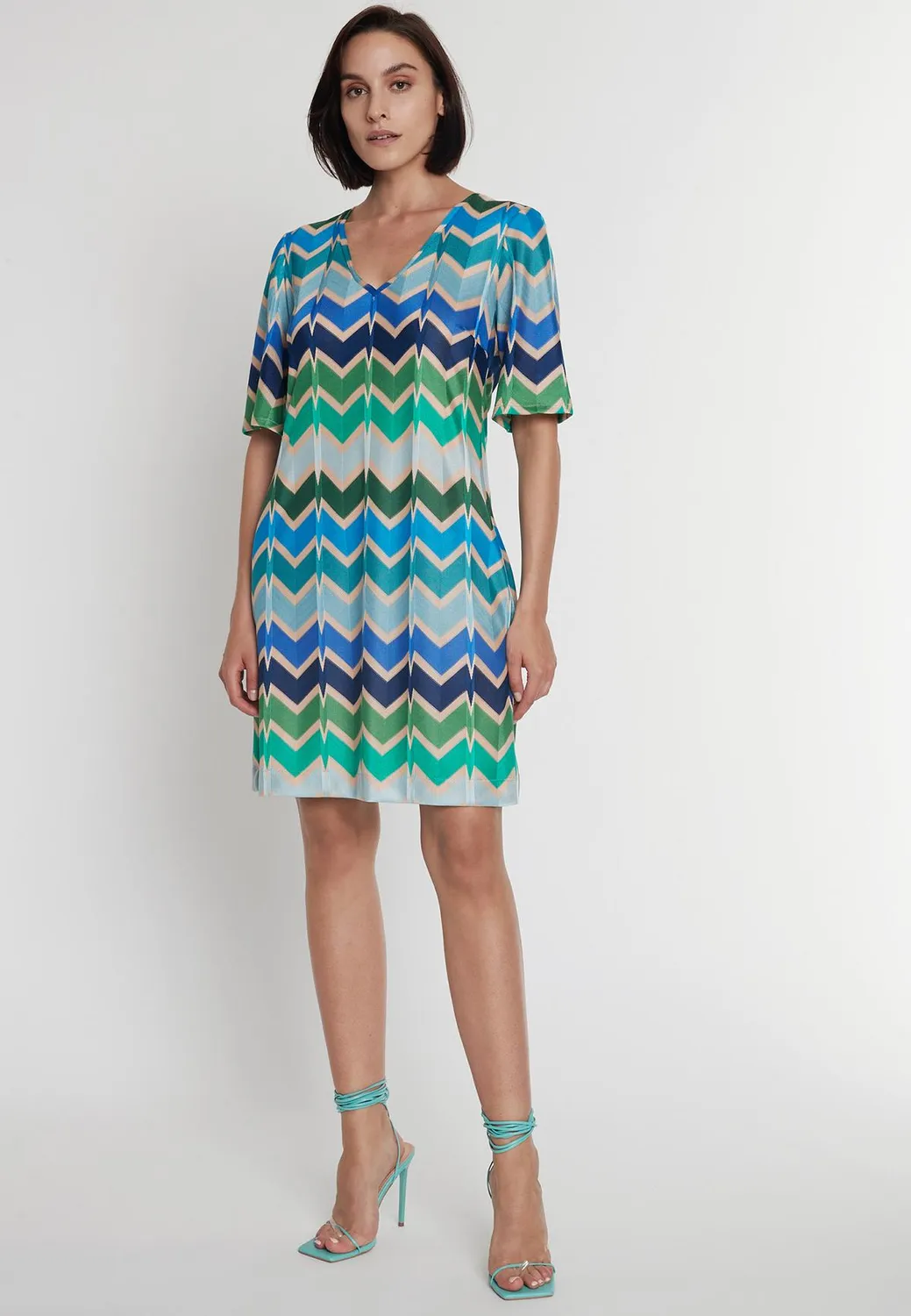 Ana Alcazar Pocea vestito maglina verde zigzag