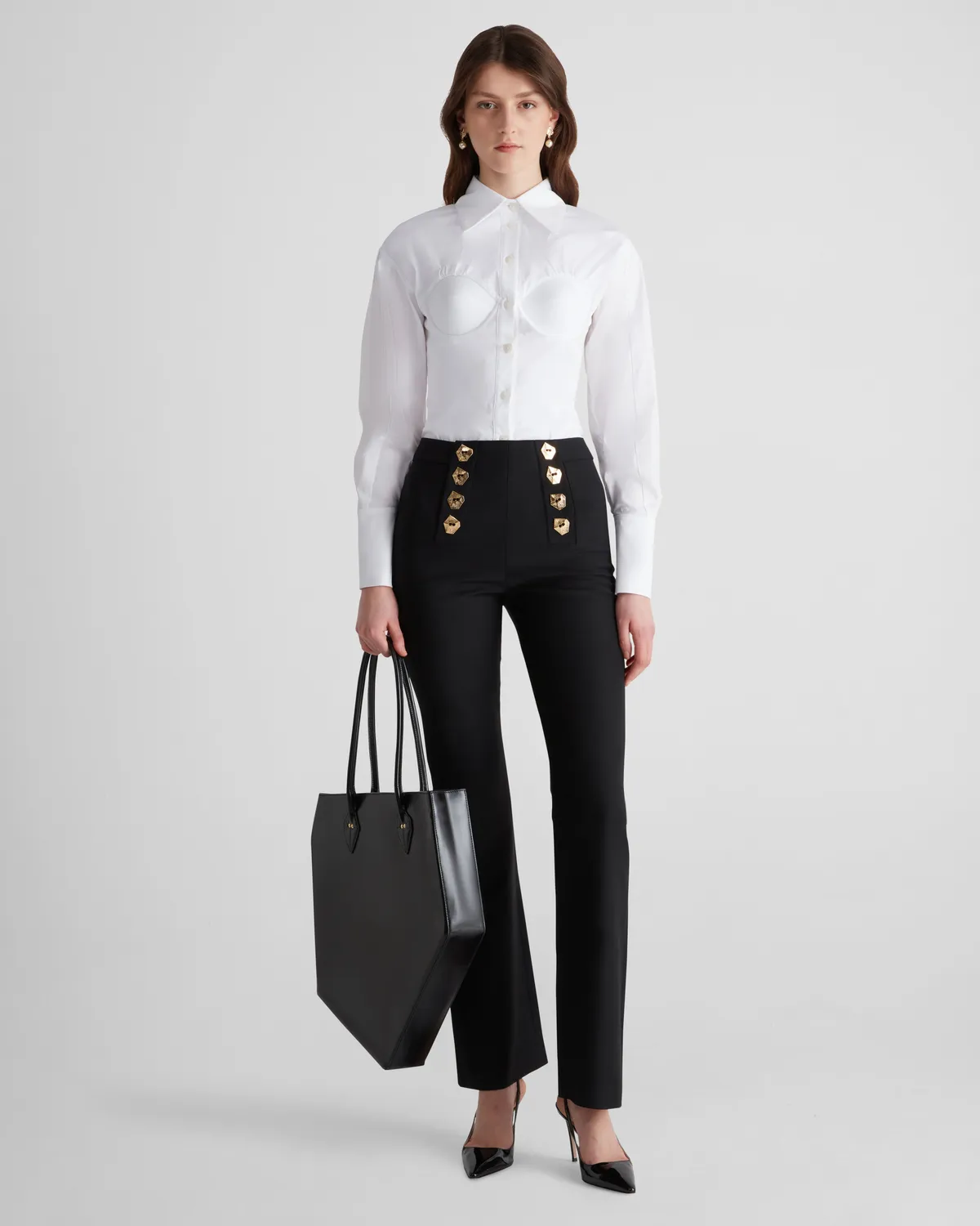 Violante Nessi Bellezza camicia bianca cotone corsetto