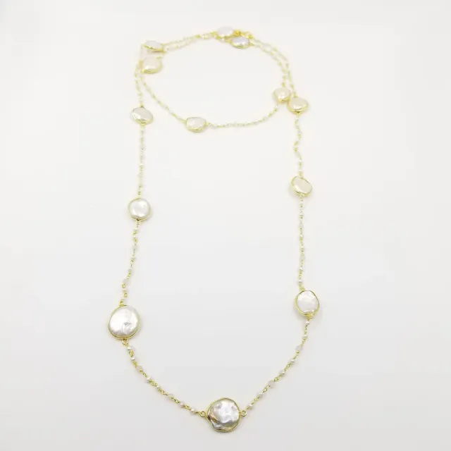 Our Dve Oval Pearl Rose Quartz collana oro perle
