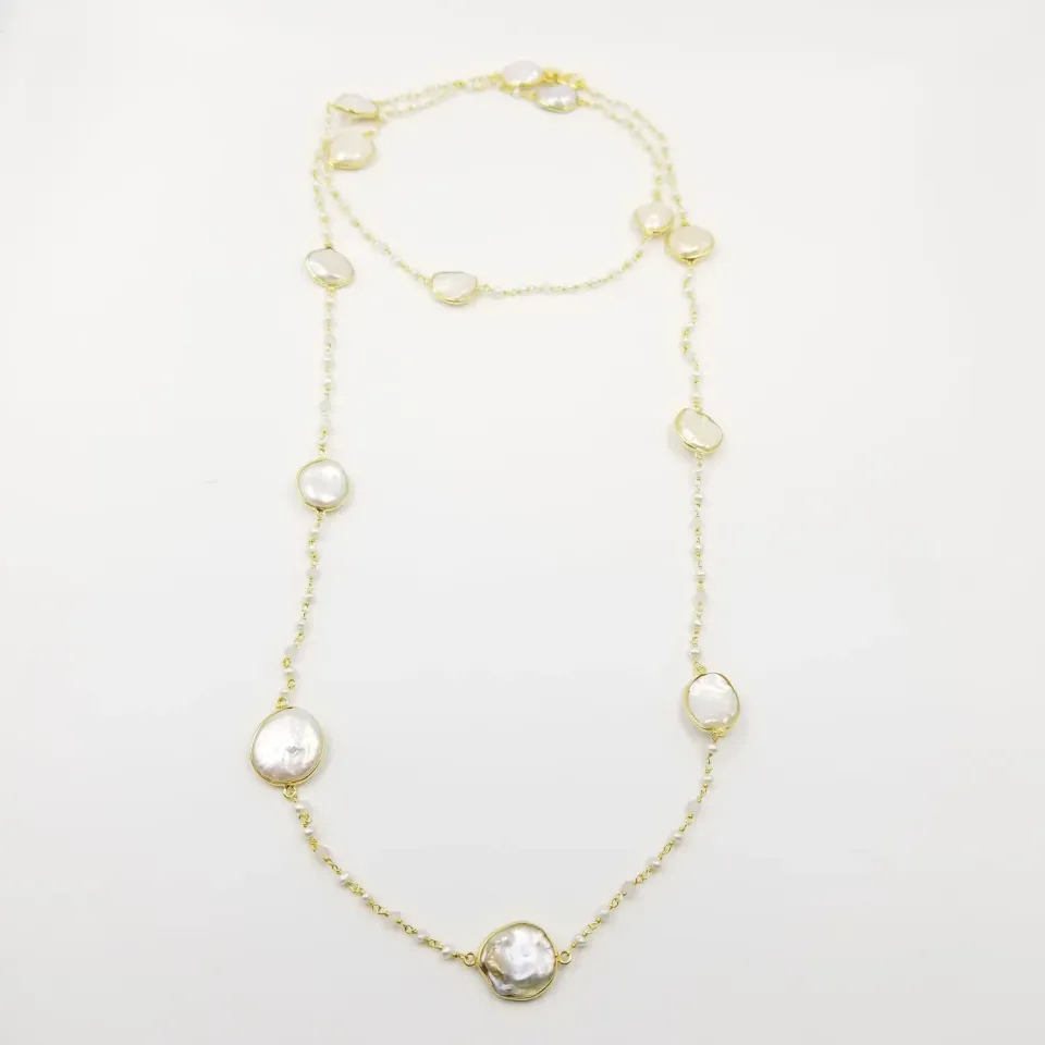 Our Dve Oval Pearl Rose Quartz collana oro perle
