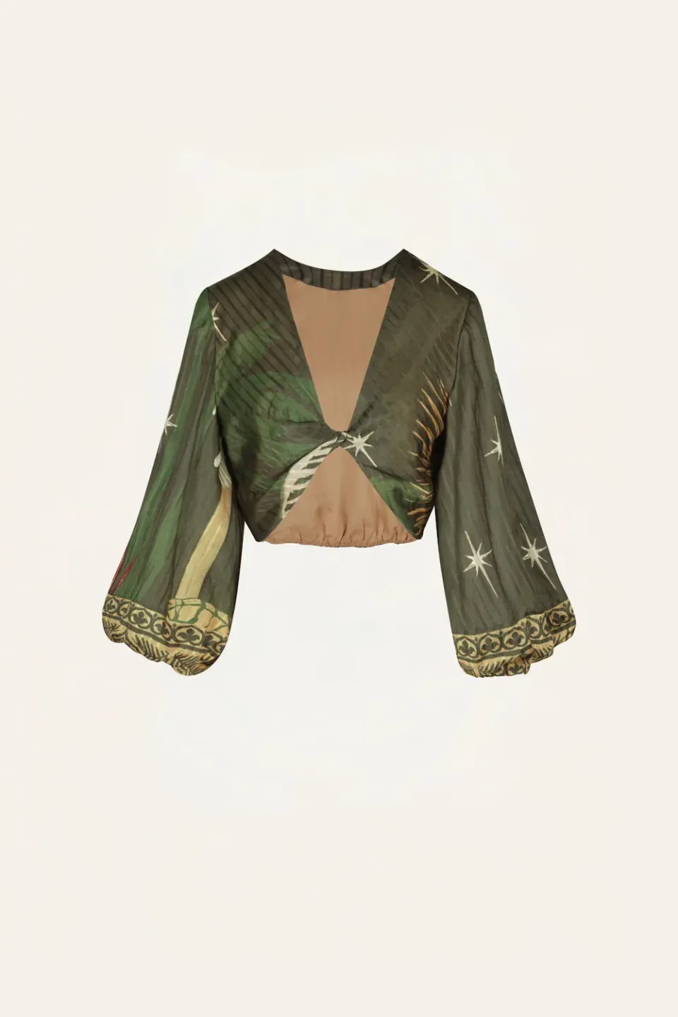 Johanna Ortiz Afterwork top crop seta verde taglie 0-12