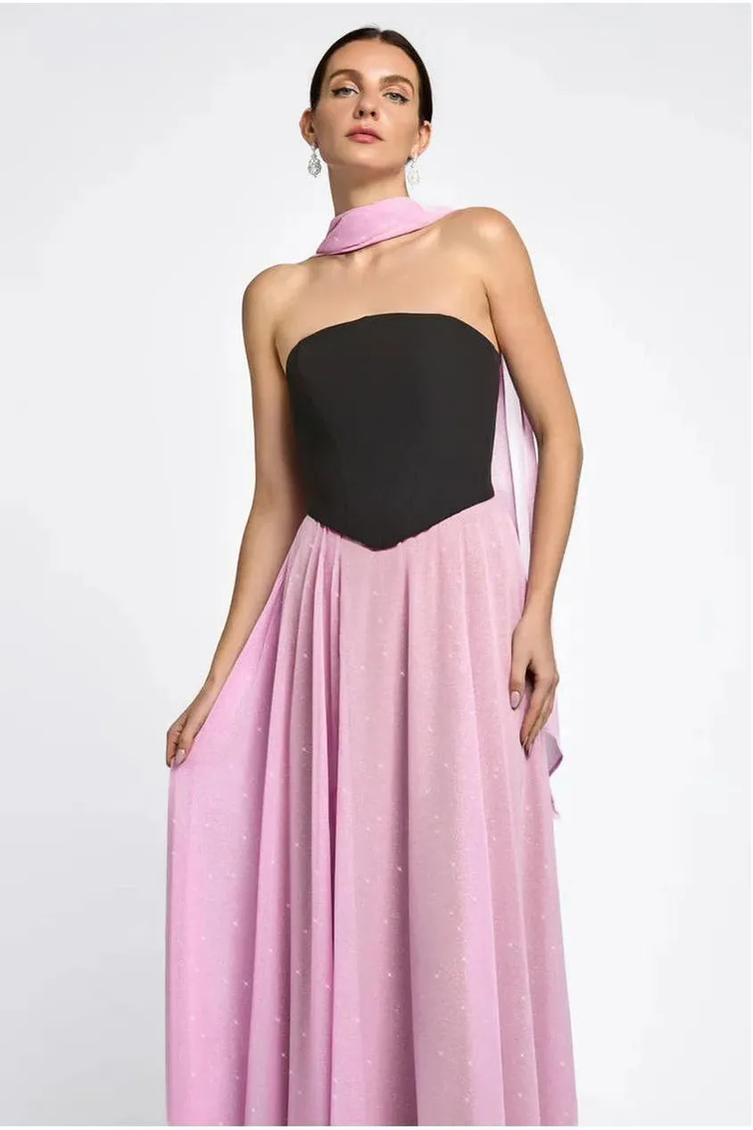 Goddiva Glitter Chiffon sciarpa nero glitter leggera
