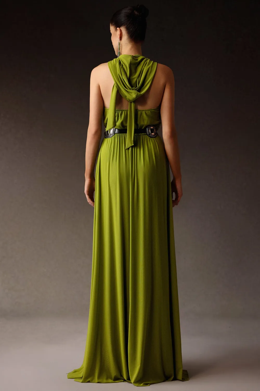 Bella Barnett Naleza abito maxi verde fiori spacco