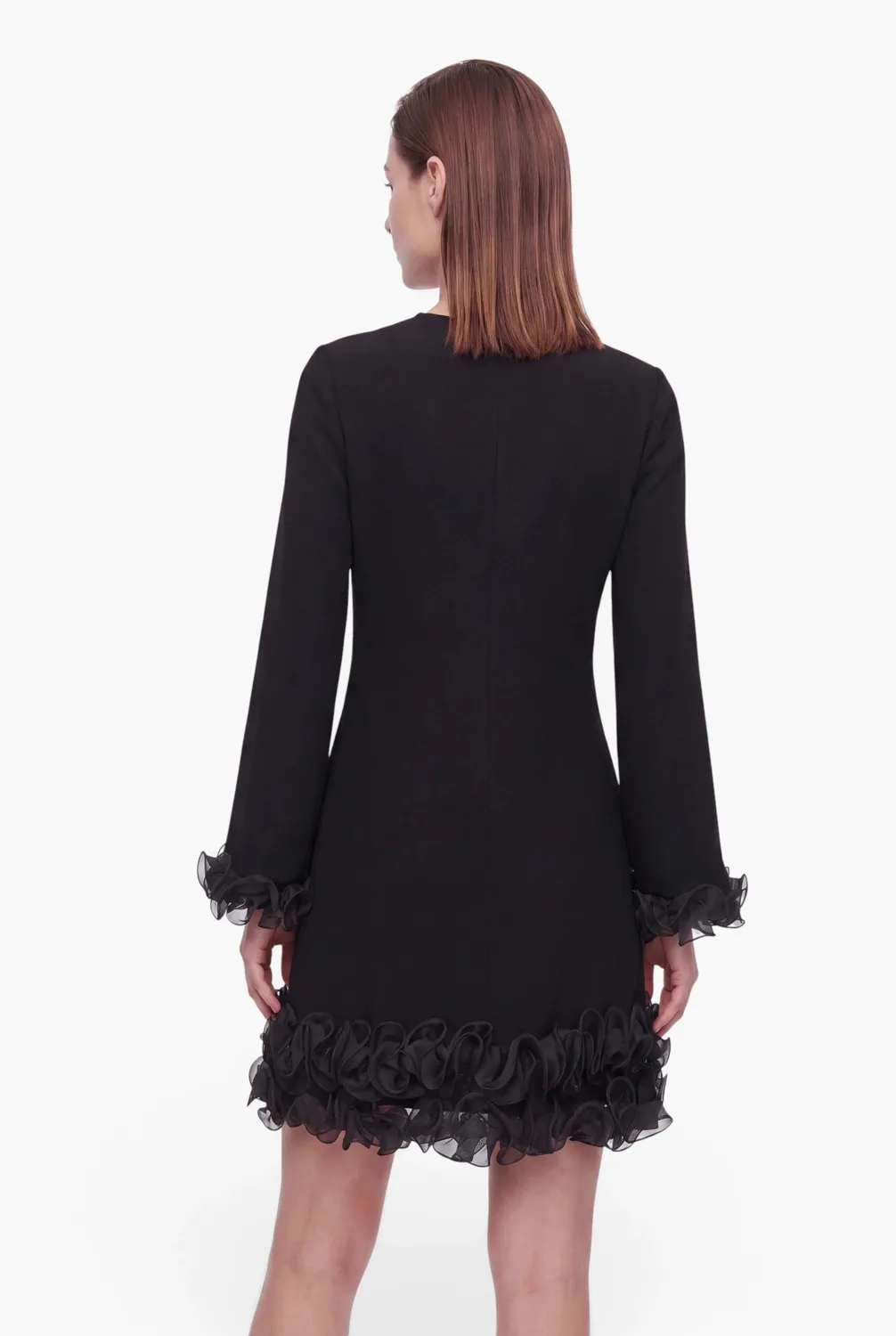Ana Alcazar Enfyra abito cocktail nero balze organza