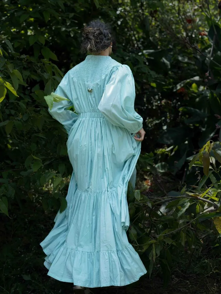 Our Dve Fae Haniel Dress abito lungo blu cotone