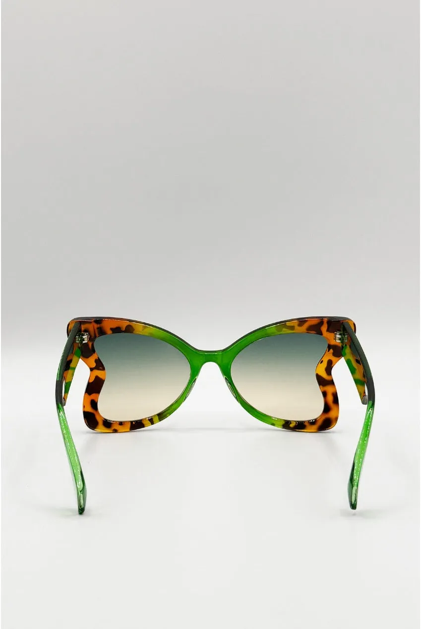 SVNX occhiali da sole farfalla verde leopardato