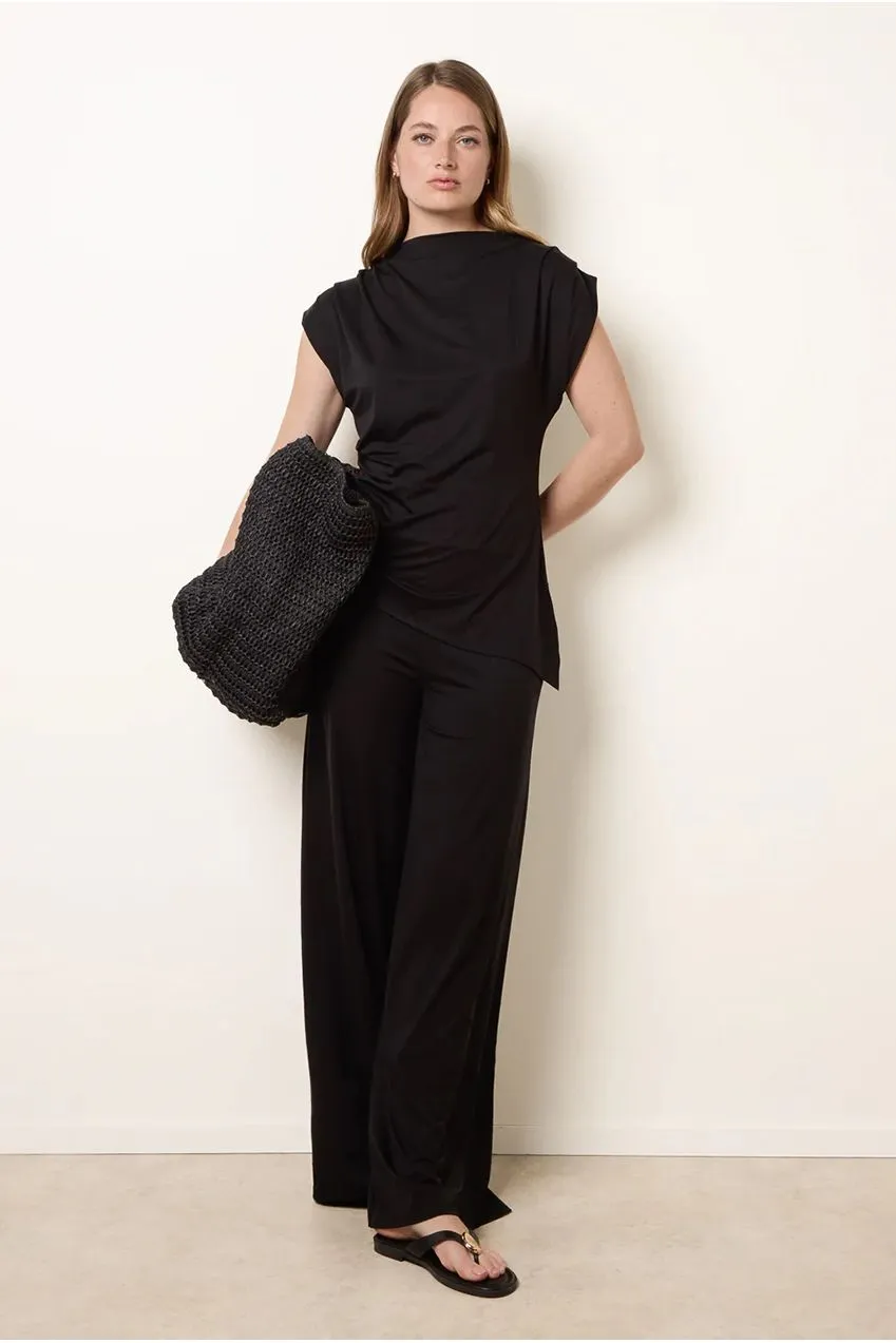 Blue Vanilla set jersey nero S/M top + pantaloni palazzo