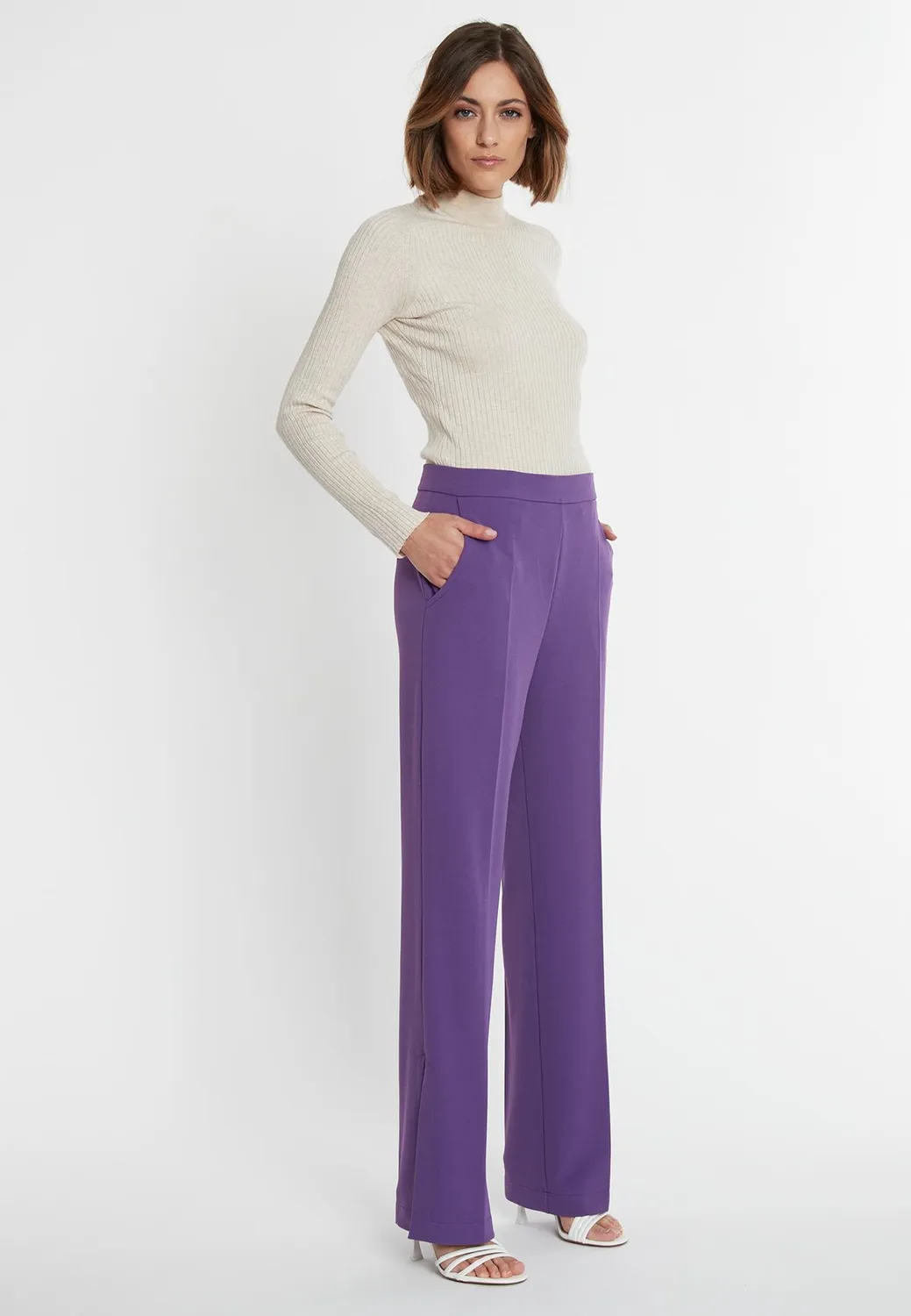 Ana Alcazar Saltuny pantaloni lunghi viola spacchi