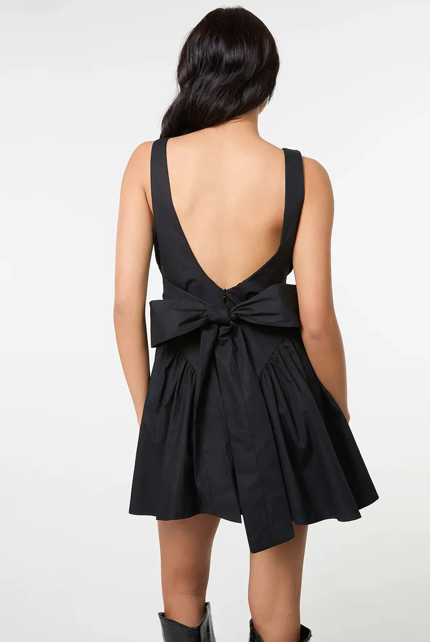 Pink Vanilla Bow Back mini abito nero cotone