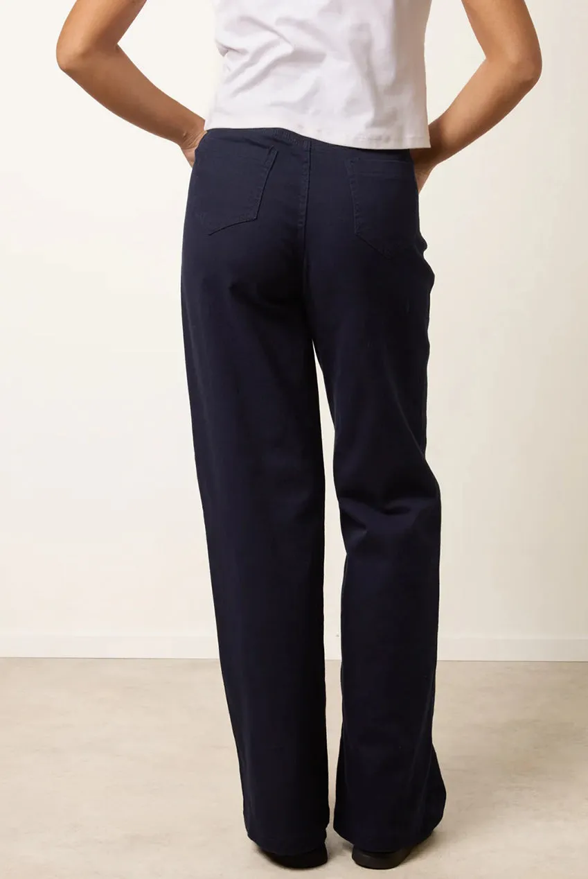 Blue Vanilla Flared jeans blu navy ricamo floreale