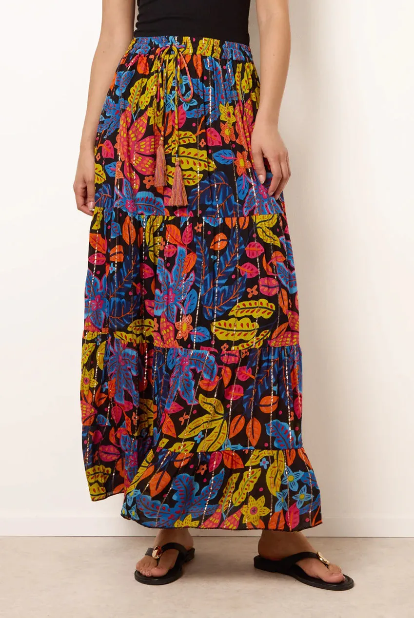 Blue Vanilla Gonna Maxi Nera Viscos con Fodera S/M