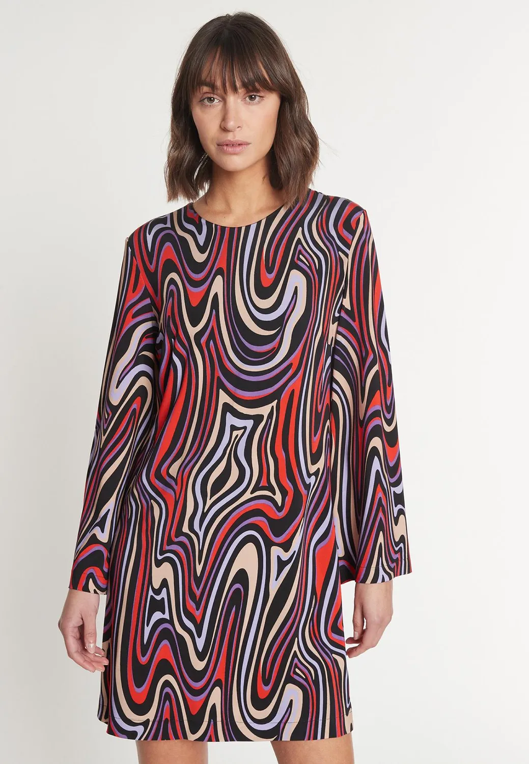 Ana Alcazar Mokara abito retro corto jersey fantasia 70s