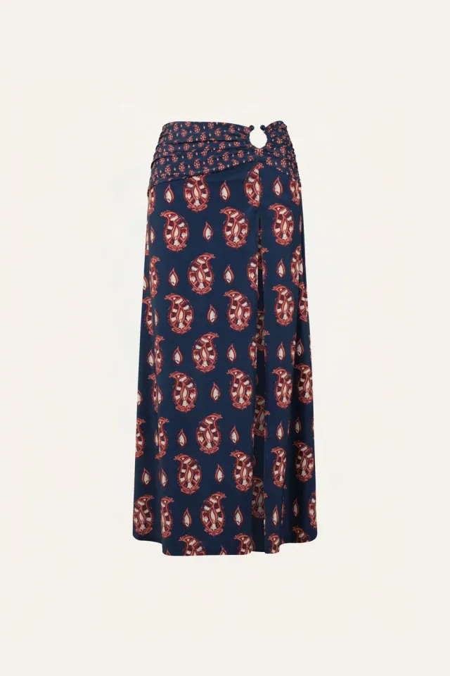Johanna Ortiz Under The Sun gonna maxi lycra navy stampa