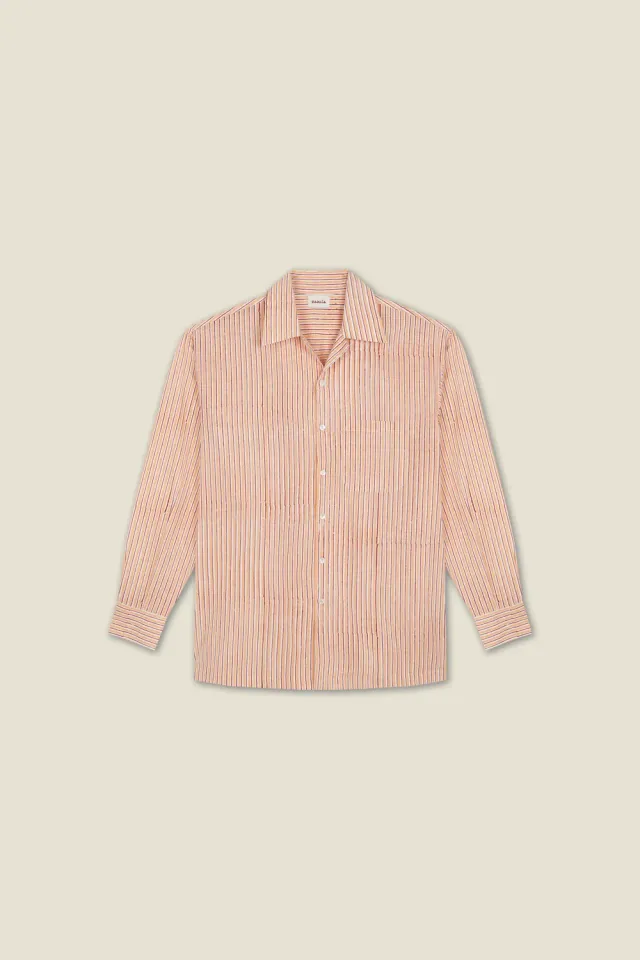 Dahlia Harry camicia unisex righe arancioni cotone