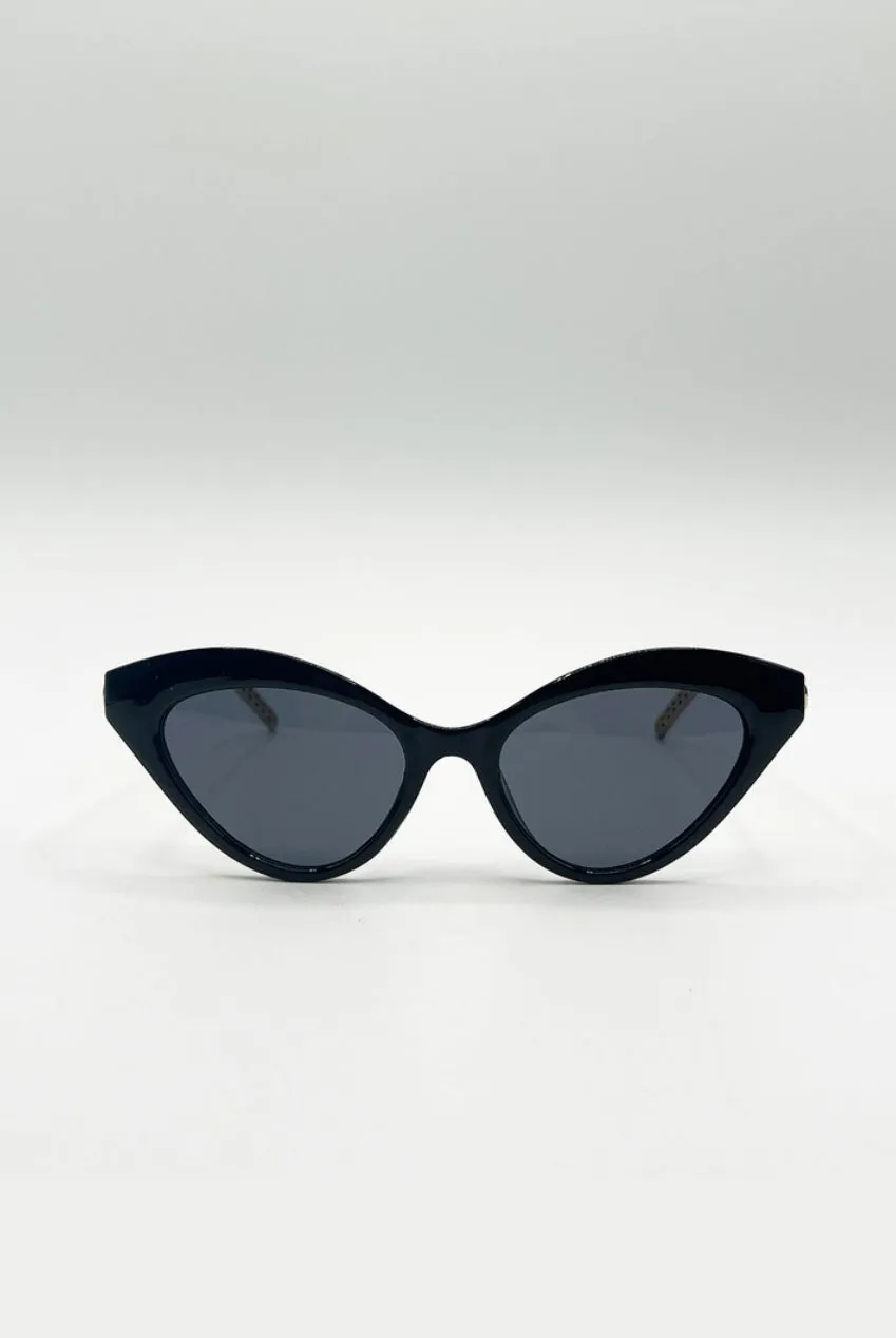 SVNX Cat Eye occhiali da sole neri montatura oro UV400