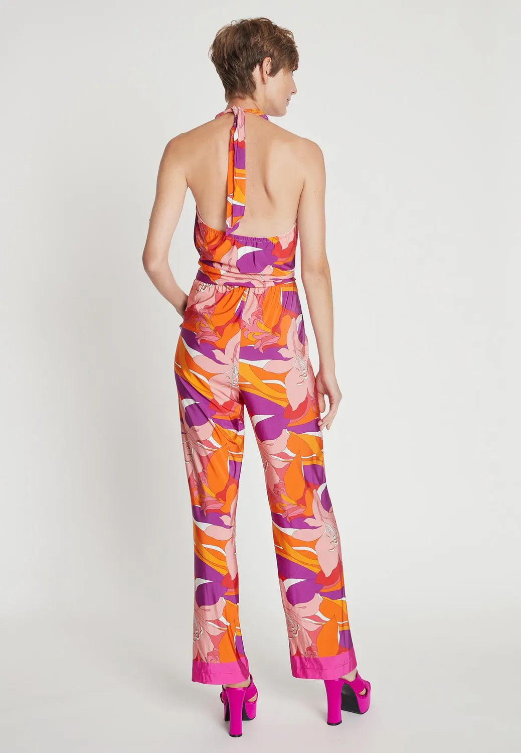 Ana Alcazar Loasa tuta jumpsuit floreale scollo halter