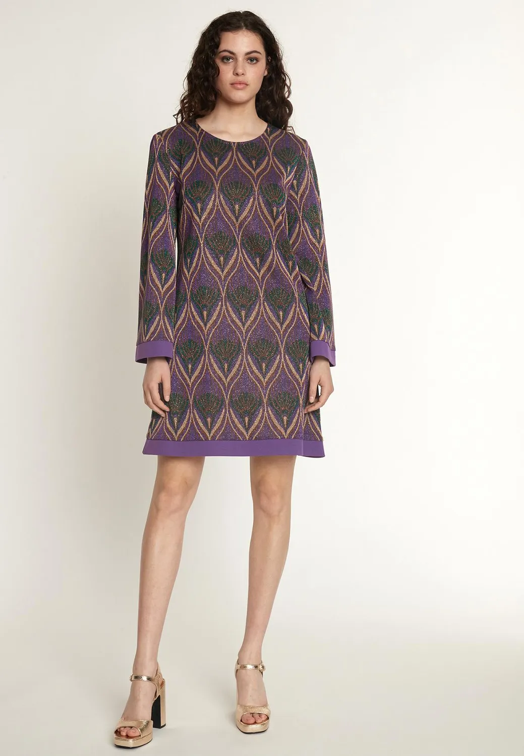Ana Alcazar Otana Abito Corto Lurex Viola Retro