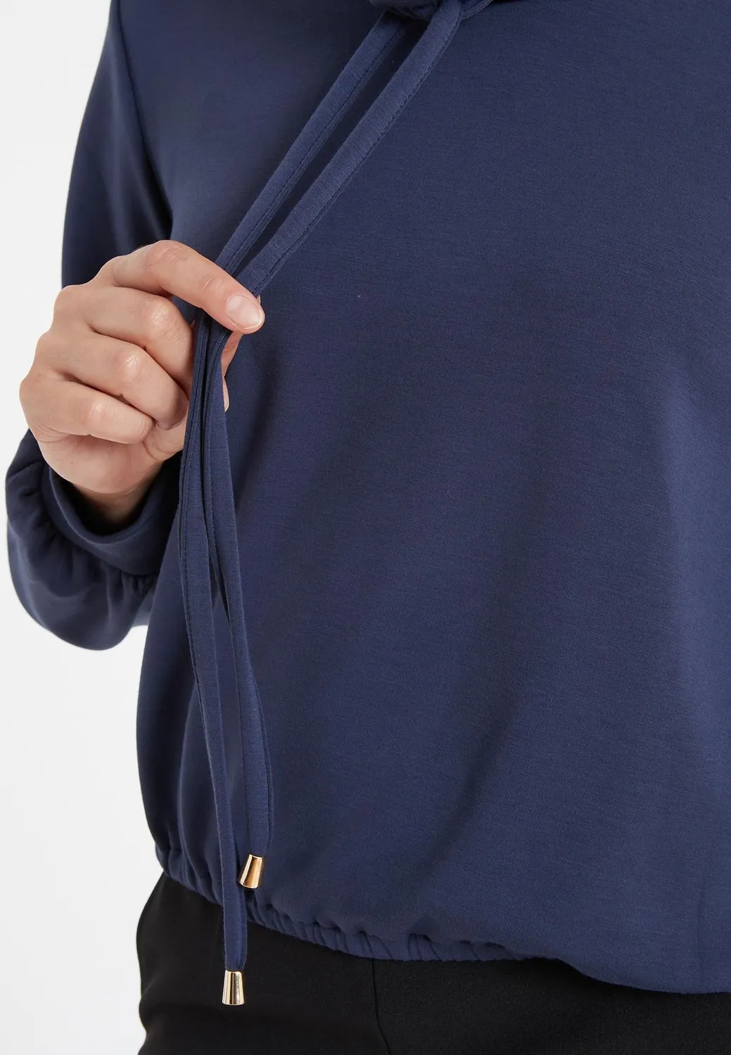 Ana Alcazar Selmy top collo alto blu jersey