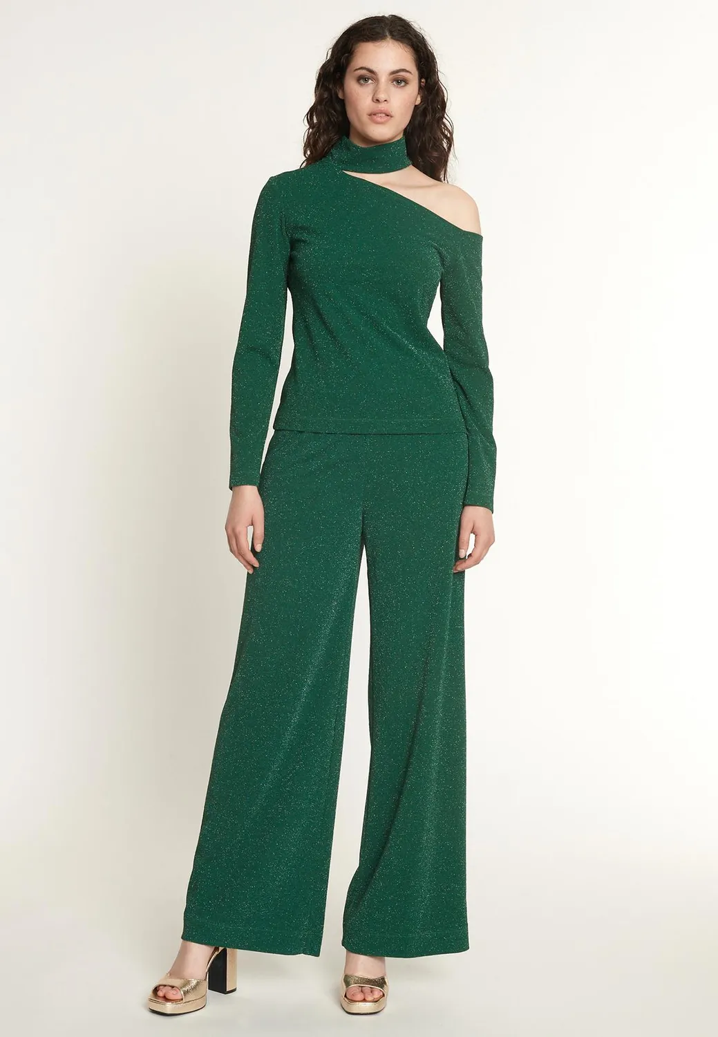 Ana Alcazar Ontony top lurex verde cut-out