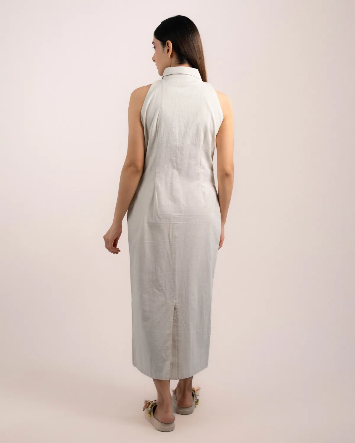 Our Dve Cora abito camicia beige smanicato