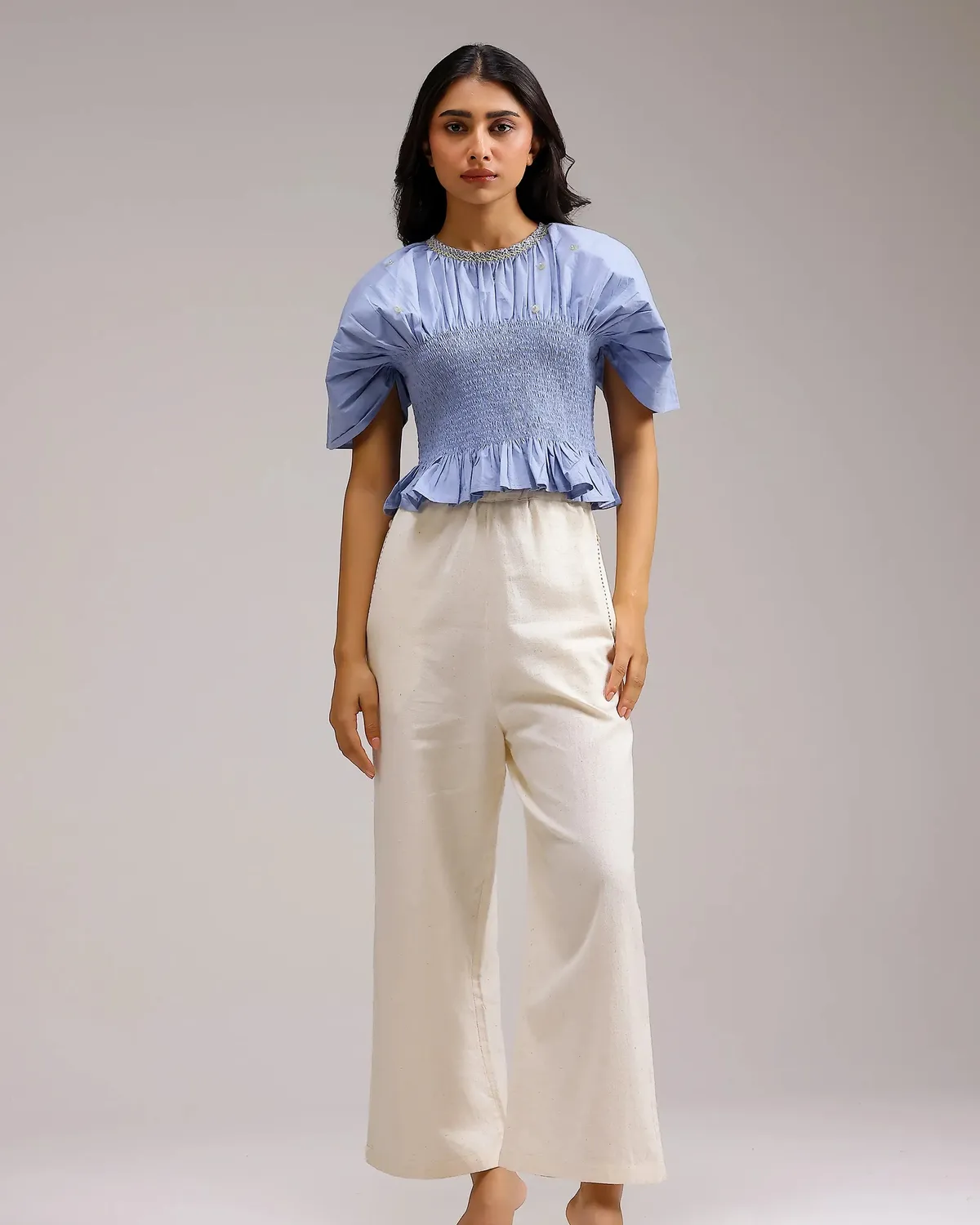 Our Dve Peplum Top smock azzurro taglia unica