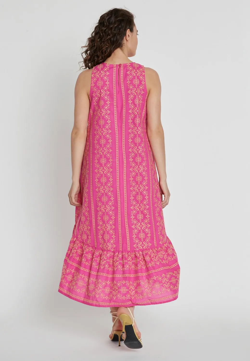 Ana Alcazar Kadeli abito midi rosa ricamato