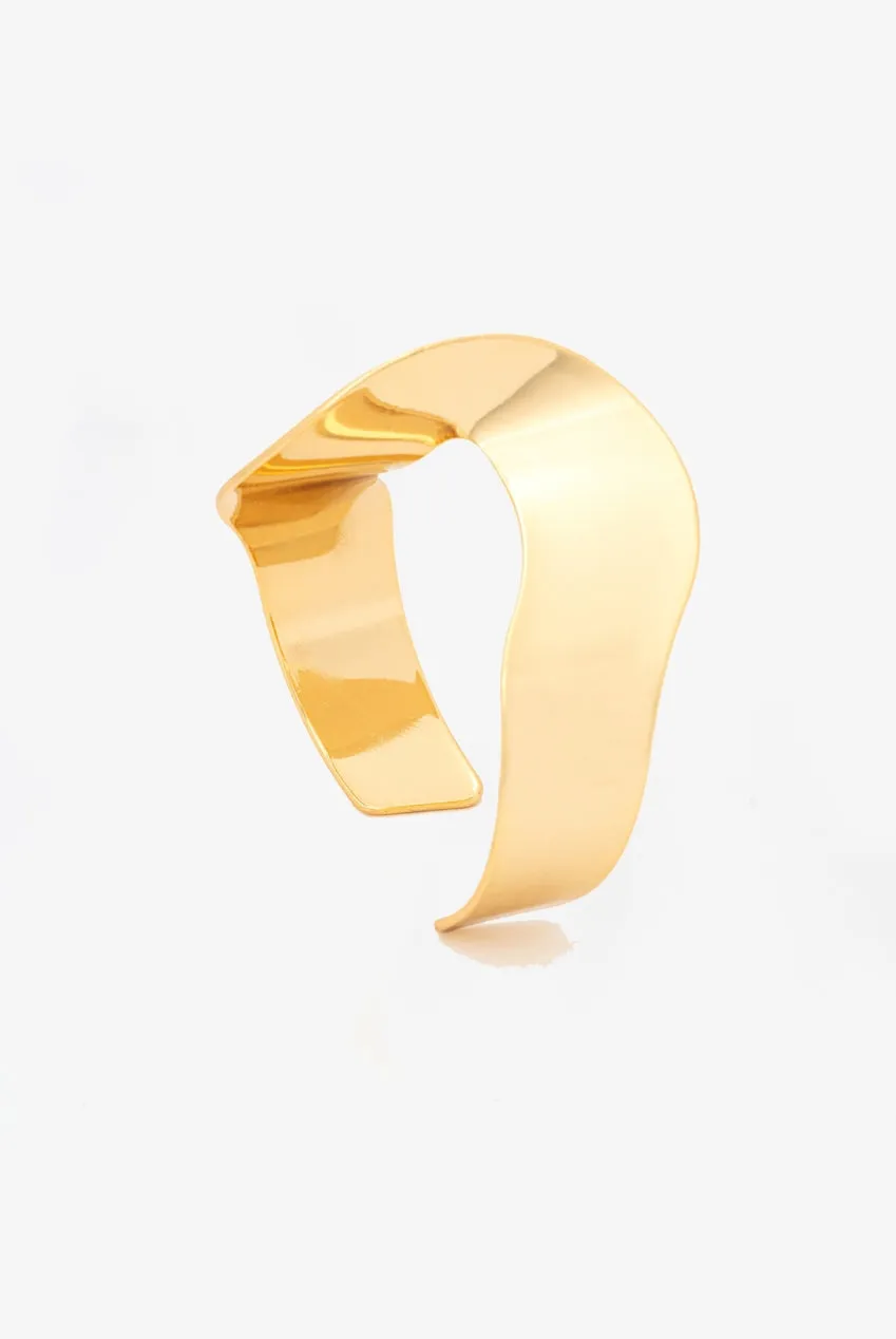Uchi & Soto Nami Gold Wave bangle bracciale oro onda larga