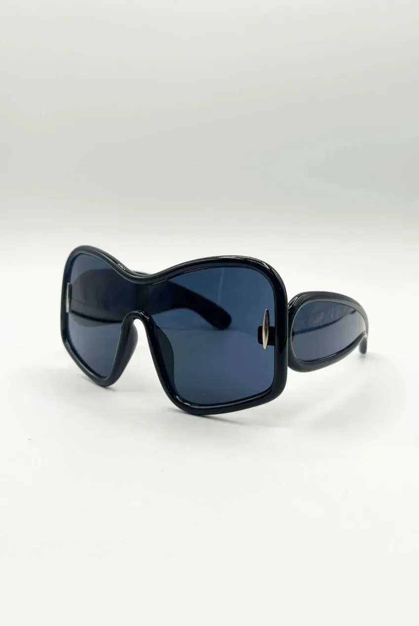 SVNX Mask occhiali da sole oversize neri quadrati UV400