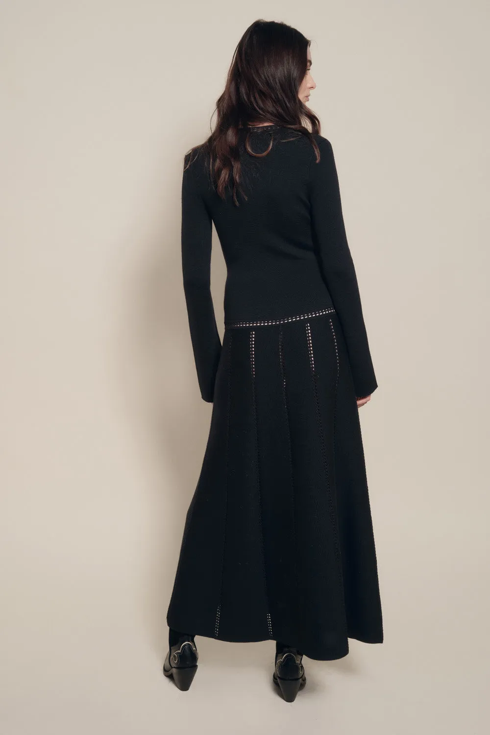 Johanna Ortiz Kaleidoscope abito midi nero lana