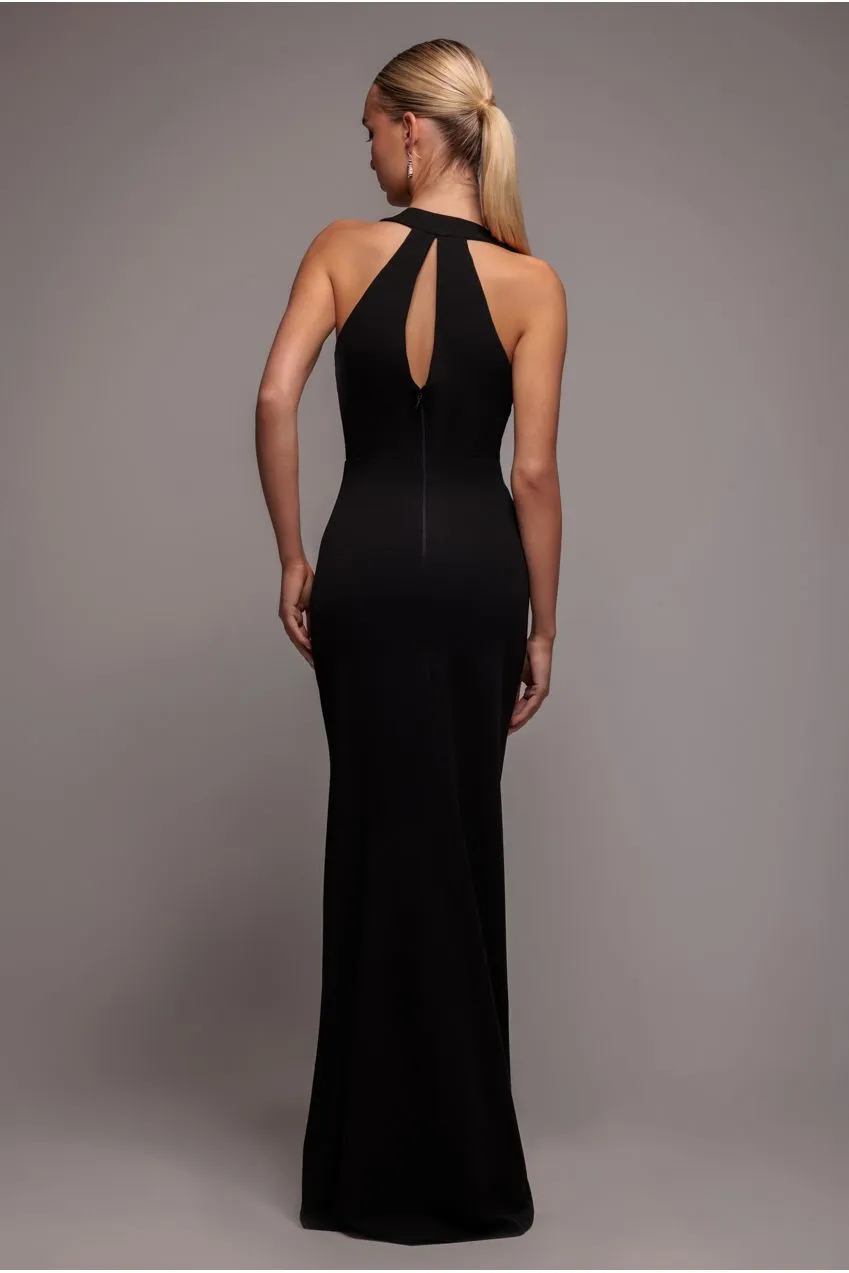 Goddiva Diamante Bow abito maxi nero 12 sirena