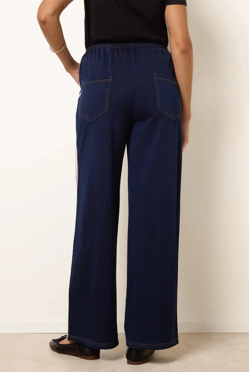 Blue Vanilla Pantaloni Joggers Denim Indaco Riga Laterale