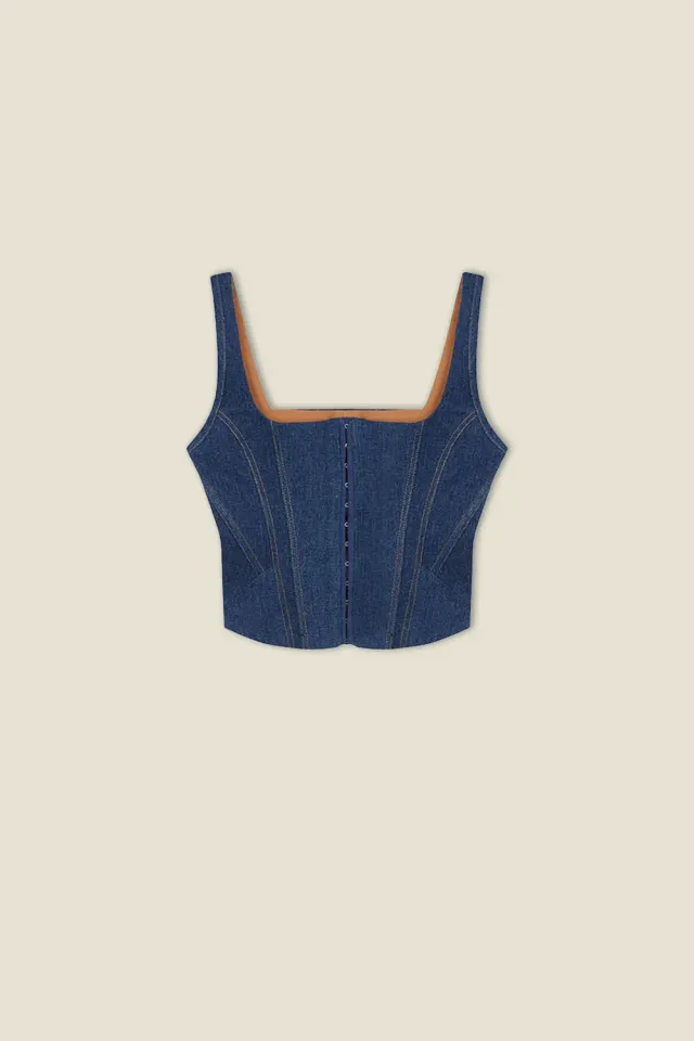 Dahlia Lola corsetto denim scollo quadrato